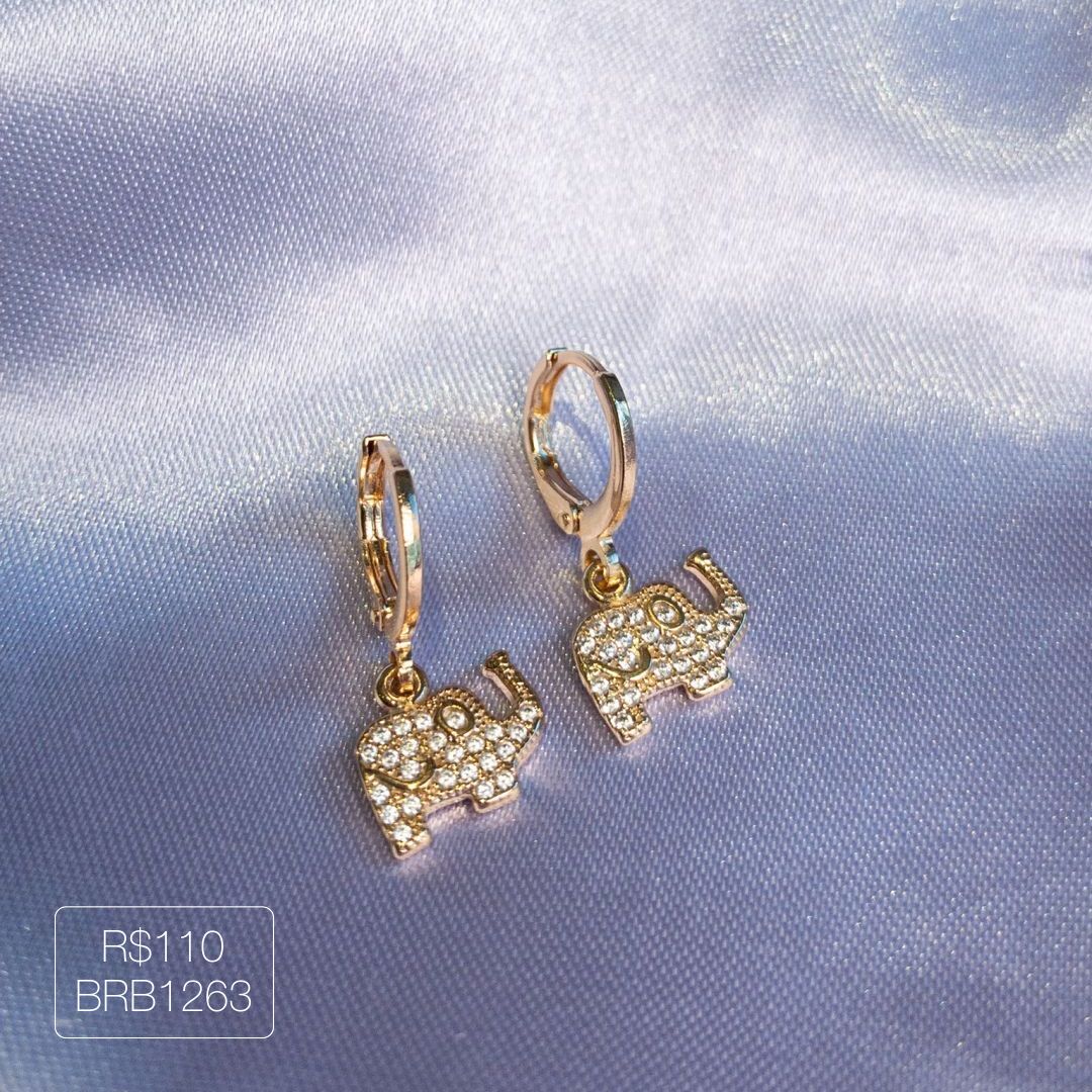 Brinco Elefantinho Cravejado